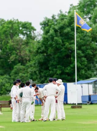 Barby players celebrating a wicket in a match earlier this month