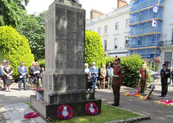 A memorial service was held at Leamington's war memorial for those who died at the Battle of the Somme.