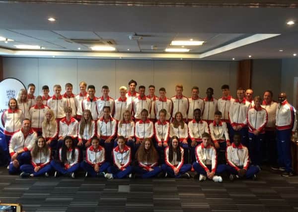 Eleanor Broome  with the Great Britain team in their kit for Tbilisi