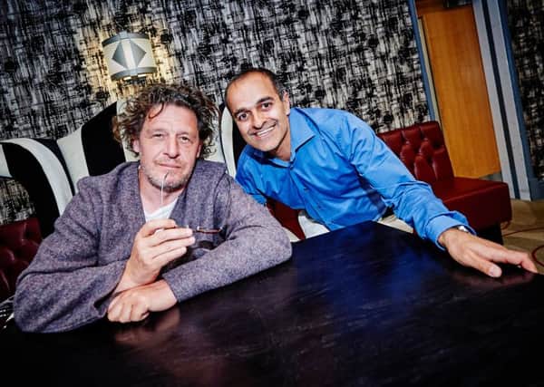 Marco Pierre White with Holiday Inn Kenilworth owner Anil Khanna