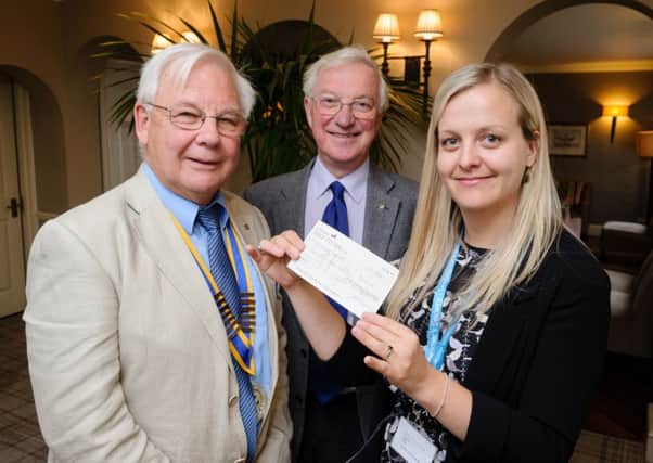 The Rotary Club of Royal Leamington Spa, recently presented a cheque for Â£1,000 to the Alzheimers Society from the money it raised at its annual dinner.

Pictured: Barry Andrews (president), Mike Wilkinson ( Fund Raising Chairman) & Carolyn McDonald (Community Fundraiser - West Midlands). NNL-160713-063451009