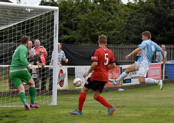 Action from last week's Newlands Shield friendly with Kettering, David Kolodynski scoring    Picture by Martin Pulley