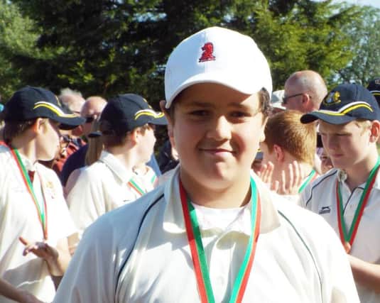 Alex Watson, 13 (pictured at last year's cup final) scored his first 50 in senior cricket for Barby 3rds