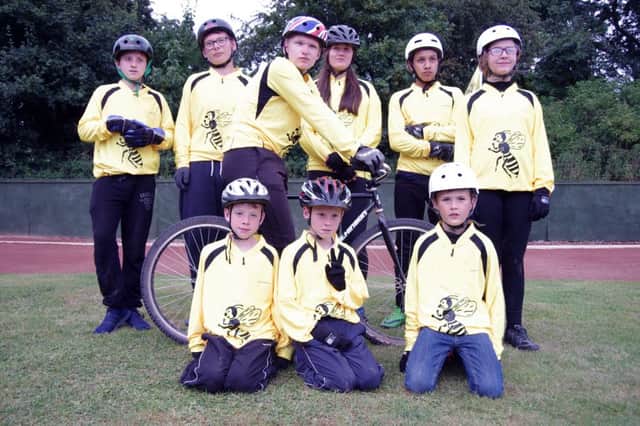 The Brandon Bees taking to the track for the first time:  (Back from left): Tom Savage, Lee Gregory, Owen Gregory, Alex Long, Cameron Gill and Amy Baynes. (Front): Jonathan Middleton, Lewis Middleton and Lucais Eyles