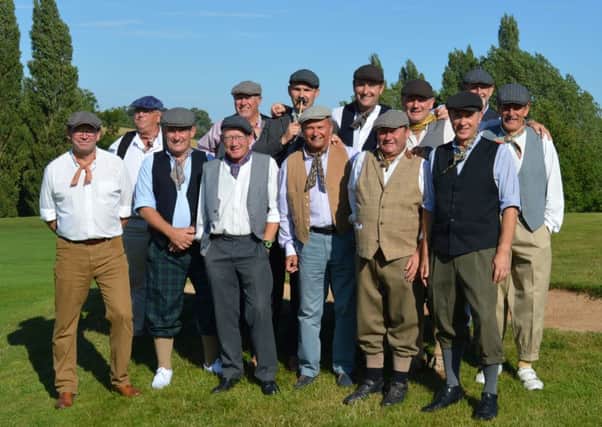 The men's teams in Victorian costume celebrating Rugby Golf Club's 125th anniversary
