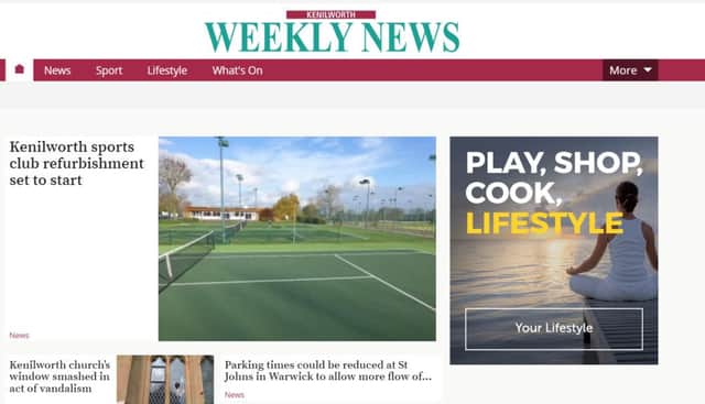 The new-look Kenilworth Weekly News website