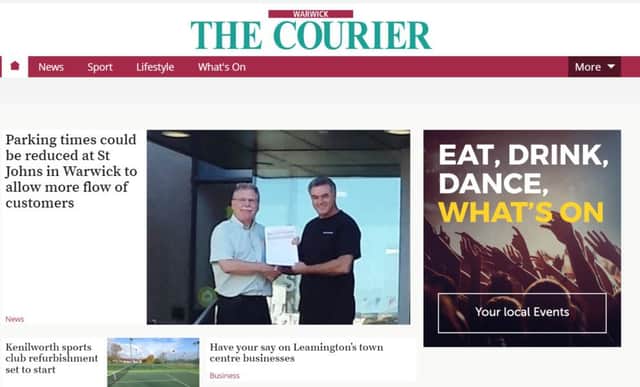 The new-look Warwick Courier website
