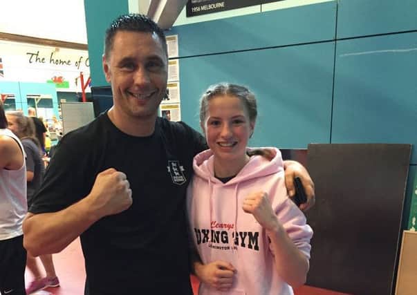 Morgan Ansell with lead England coach Mick Driscoll in Sheffield.