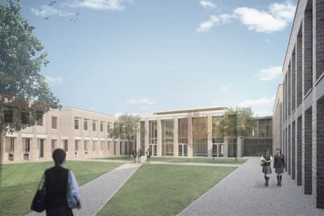 An artist's impression of the King's High main building and courtyard