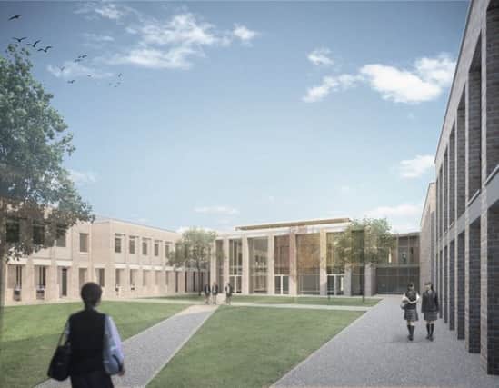 An artist's impression of the King's High main building and courtyard