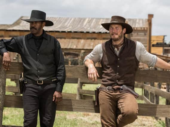Denzel Washington and Chris Pratt in The Magnificent Seven