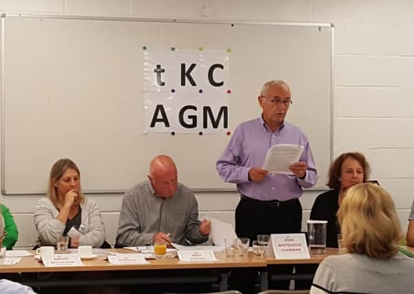 Chair of trustees at the Kenilworth Centre John Whitehouse speaking at the AGM