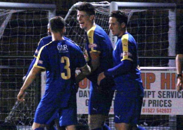 Brakes celebrate Ryan Rowe's second goal of the evening. Picture: Sally Ellis