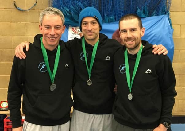 Three of the silver-medal winning Masters team Mike Andrews, Jonathan Sarkies and Stephen Marks. Missing from the picture is Gary Wallace.