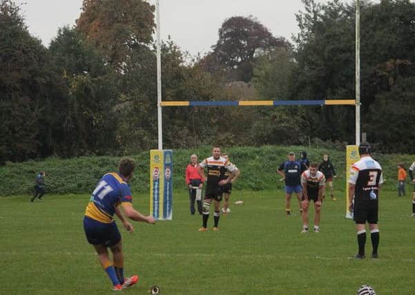 Josh Hickman slots over three of his 25 points during an immaculate display of kicking for Kenilworth on Saturday. Picture: Willie Whitesmith