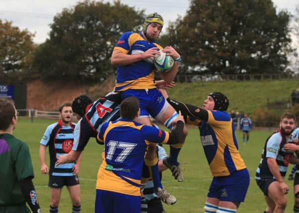 Kenilworth claim lineout ball at Dudley Kingswinford. Picture: Ian Jackson