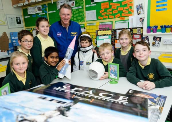 NASA astrnaut Michael Foale CBE visited pupils & Staff at Shrubland Street Primary School recently, and gave a talk about his experiences in space. NNL-161115-214411009