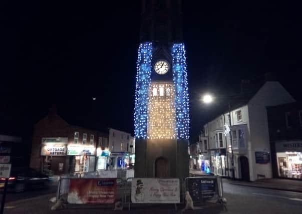 The lights on Kenilworth's clock tower in 2016