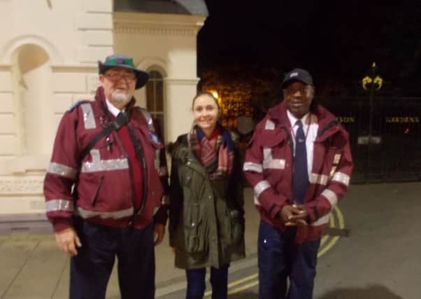On patrol in Leamington: Paul Hawthorne from Warwick District Council's Ranger Service, Rosie Ward from Warwickshire P3 and Wayne Darlington from Warwick District Council's Ranger Service.
