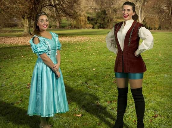 Princess Apricot (Charlotte Jefferies Cadden) and Jack Trott (Cara Gould) in Jack and the Beanstalk