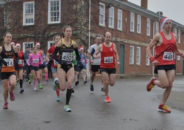The start of the Raceways Christmas Cracker 20k, with Sue Harrison (452) prominent. Picture: Mike Adams