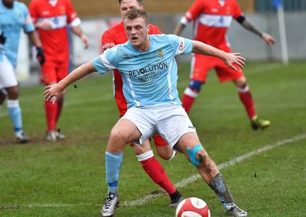 Levi Rowley scored Rugby's first goal against Chasetown  PICTURES BY MARTIN PULLEY