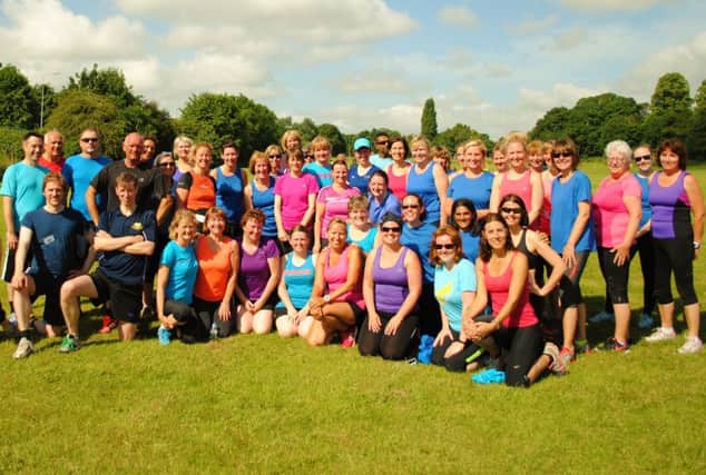 Some of the ladies' and men's running group at Daventry Park Run in 2015