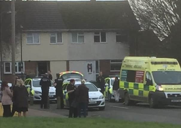 A photo from the scene on the assault in Newland Road, Lillington.