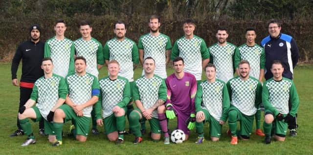 Leamington Hibs christened their new kit, supplied by the Green Man pub in Leamington, by beating Heathcote Athletic 10-0.
