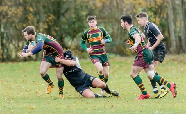 Ben Wiles with the ball for OLs in November against Market Harborough