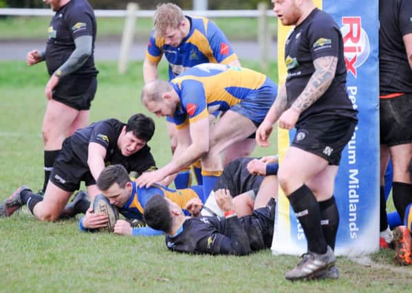 Gareth Renowden is congratulated after scoring Kenilworth's second try of the afternoon. Picture submitted
