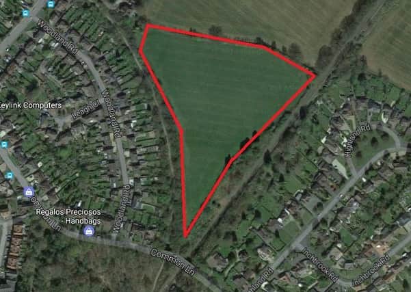 'Crackley Triangle' - the site where Bloor Homes wish to build 93 homes. Copyright: Google Earth