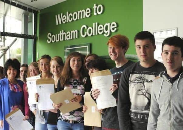 Pupils get their GCSE results at Southam College