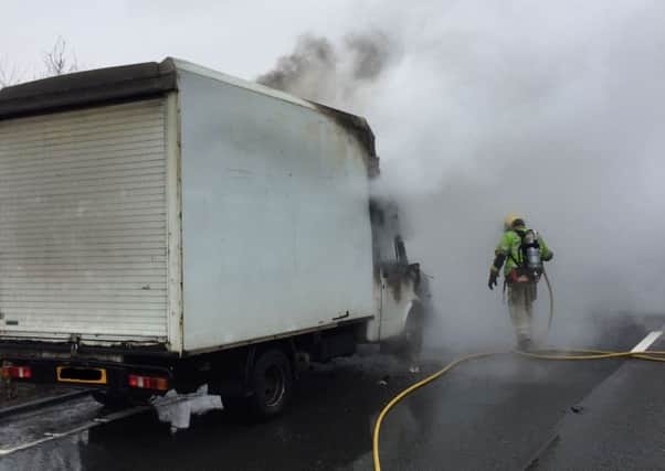 The lorry on fire on the A46 this weekend.