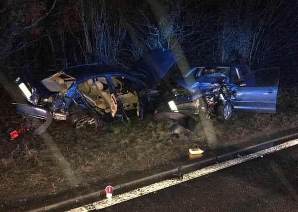 The aftermath of the crash on the A46 near Warwick
