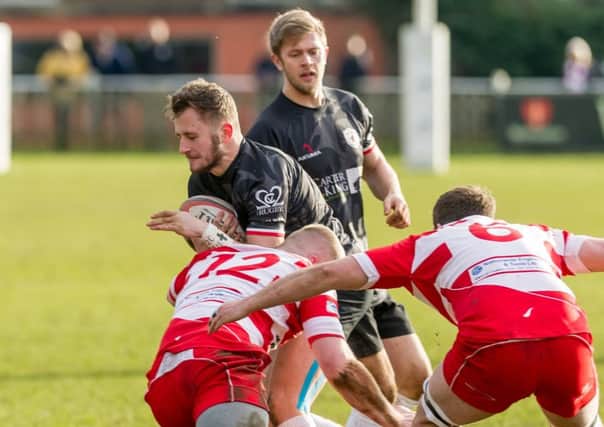 Full back Andy Bowyer and fly half Matt Evans in Saturday's win     PICTURES BY MIKE BAKER