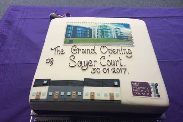 The cake for the opening of Sayer Court.