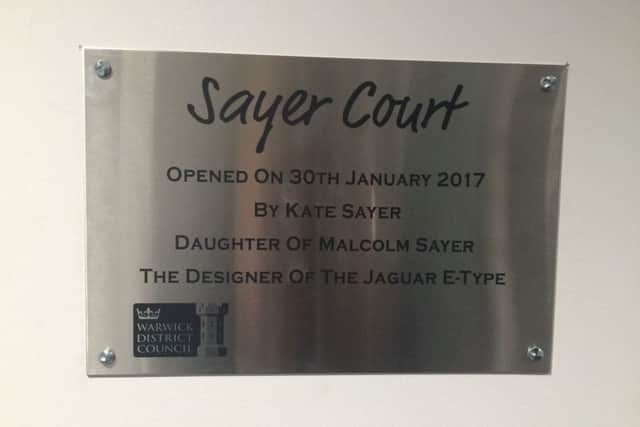 The plaque at the Sayer Court.