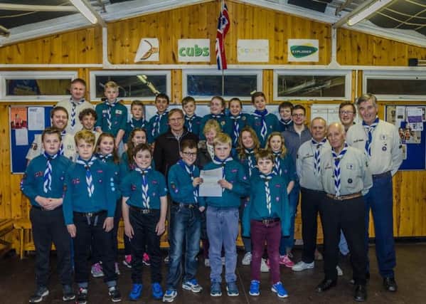 Berkswell Scout Group with its letter from Solihull Rotary Club