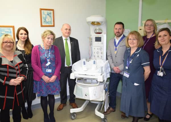 Chairman of Kenilworth Round Table, Mark Yallop, Vice Chairman Martin Turner, Judy Ledger, Founder and CEO of Baby Lifeline, Sara Ledger, Research and clinical Development Manager Baby Lifeline, and Mel Crockett, Head of Midwifery at South Warwickshire NHS Foundation Trust and Deputy Head of Midwifery, Michelle Waterfall