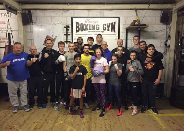 Boxers at Cleary's Gym, including Jake Finch (middle row, second right).