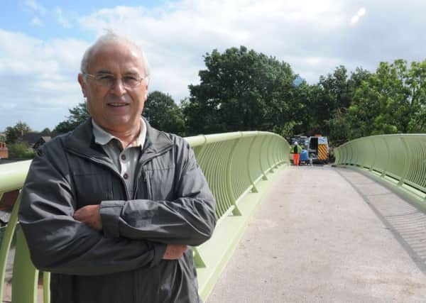 Cllr John Whitehouse when the Connect2 bridge was opened over Coventry Road in 2011.