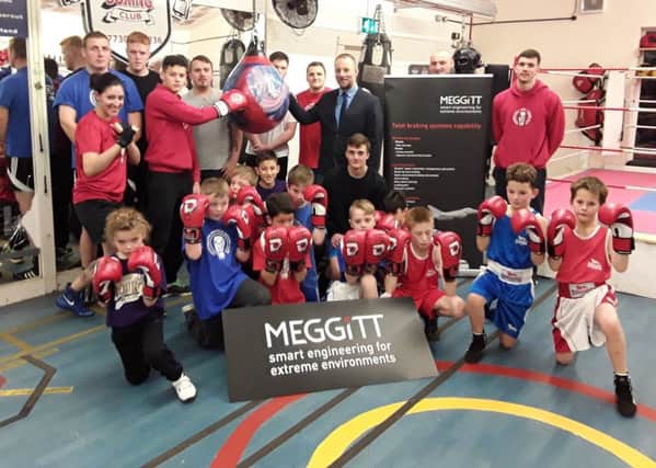 Boxers at Royal Leamington Spa ABC with Toby Hutton from Meggitt.
