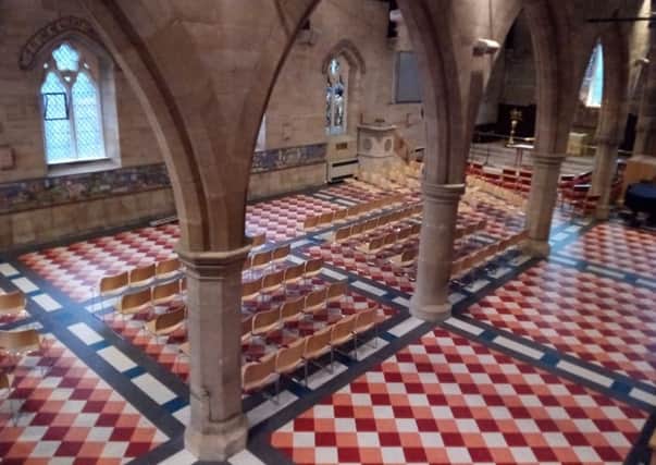 The interior of St John's Church, complete with a new floor and chairs