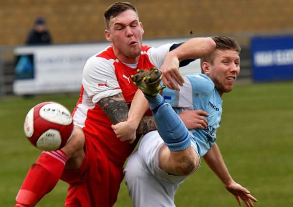 David Kolodynski in Saturday's 1-0 defeat by Stocksbridge Park Steels   PICTURES BY MARTIN PULLEY