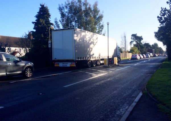 Diverted traffic building up on the edge of Dunchurch
