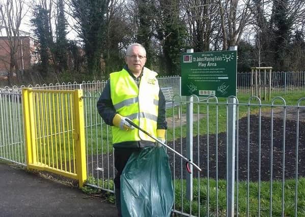 Volunteer Richard Dickson at St John's Playing Fields for the Great British Spring Clean