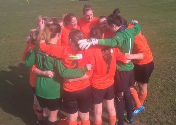 Team talk for Rugby Town Ladies who won their semi-final 8-0