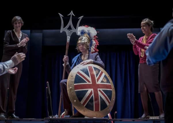 The National Theatres production of My Country, with Penny Layden as Britannia