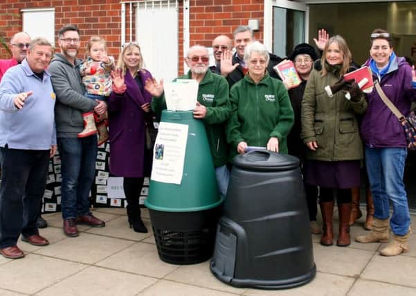 Residents, councillors and organisers at the community compost event in Rugby NNL-170321-122428001